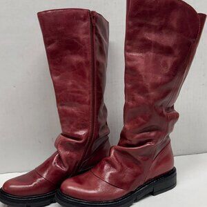 MIZ MOOZ SOFT LEATHER BOOTS SIDE ZIP BORDEAUX 37EU / 7US NEW # Z-83/160